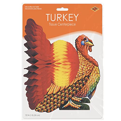 Colorful Tissue Turkey Holiday Centerpiece Decoration