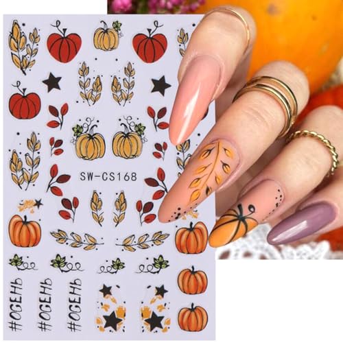 6 Sheets Autumn Pumpkin Nail Art Stickers