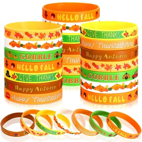 Thanksgiving Silicone Wristbands - 42pcs Party Favors