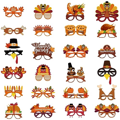 24 PCS Thanksgiving Turkey Eyeglasses Photo Props