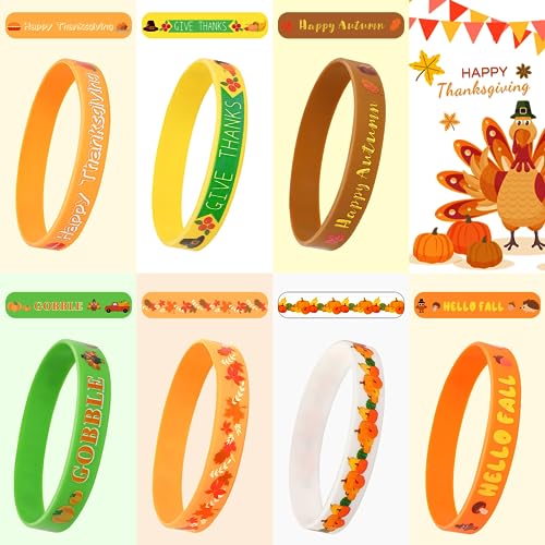 Thanksgiving Silicone Wristbands - 42pcs Party Favors