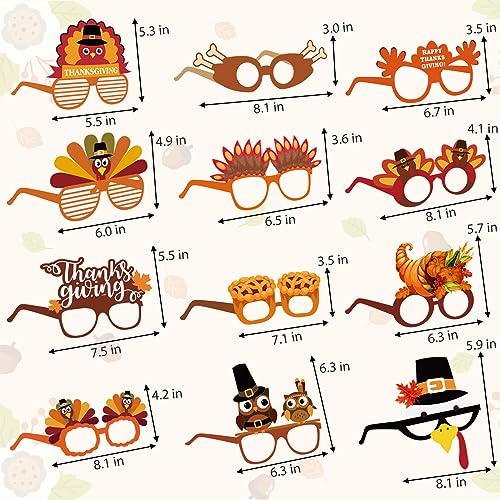 24 PCS Thanksgiving Turkey Eyeglasses Photo Props