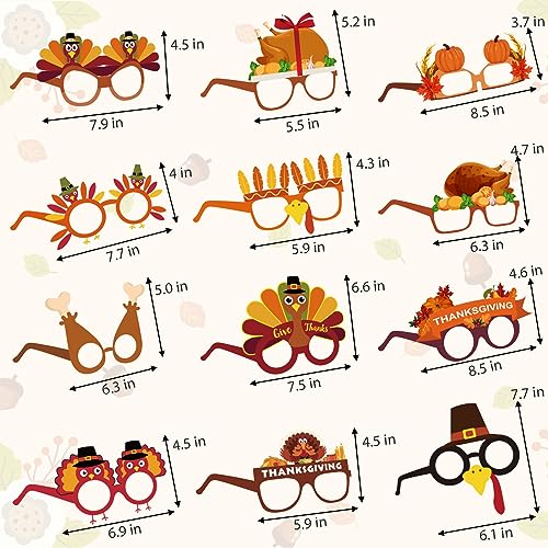 24 PCS Thanksgiving Turkey Eyeglasses Photo Props
