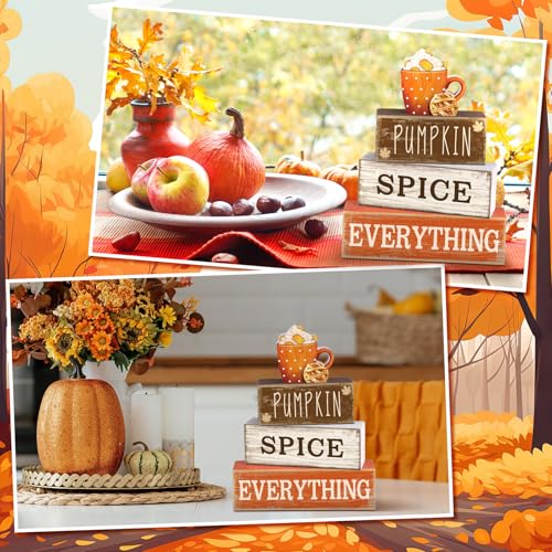 4 Pcs Rustic Fall Wooden Tabletop Decor Set