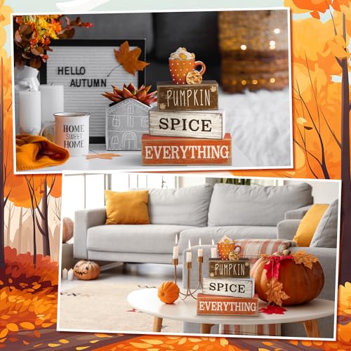 4 Pcs Rustic Fall Wooden Tabletop Decor Set