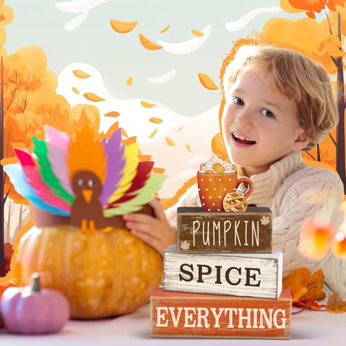 4 Pcs Rustic Fall Wooden Tabletop Decor Set