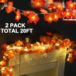 Fall Maple Leaf Garland Lights - 2 Pack