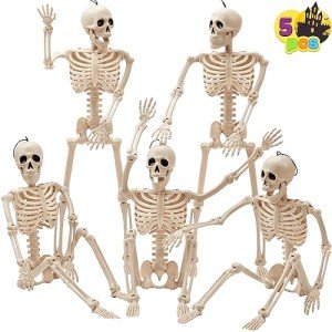 5-Pack Posable Halloween Skeletons for Spooky Decor