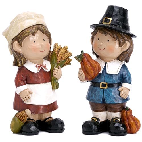 Harvest Pilgrim Figurines Set for Fall Decor