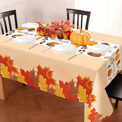 Thanksgiving Disposable Tablecloths - 3 Pack, Autumn Decor