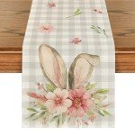 Buffalo Plaid Bunny Ears Easter Table Runner