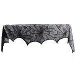 Black Lace Spiderweb Fireplace Mantle Scarf Cover