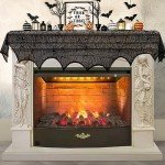 Black Lace Spiderweb Fireplace Mantle Scarf Cover