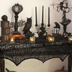 Black Lace Spiderweb Fireplace Mantle Scarf Cover