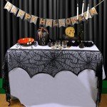 Black Lace Spiderweb Fireplace Mantle Scarf Cover
