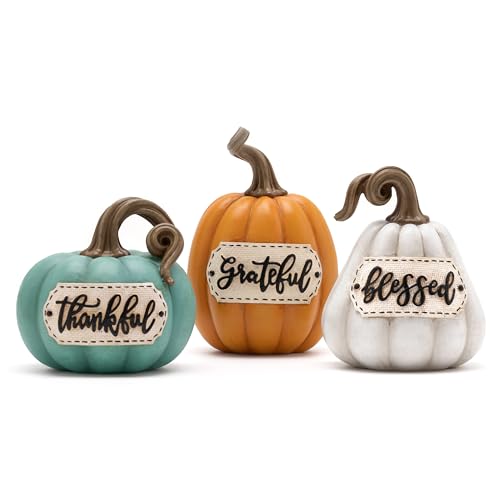 Set of 3 Resin Autumn Pumpkin Table Decor