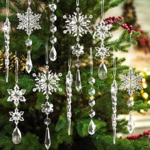 18pcs Crystal Snowflake Christmas Tree Ornaments