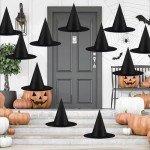 12-Pack Black Witch Hats for Halloween Decor