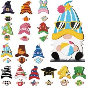 Interchangeable Wooden Gnome Holiday Decor Set