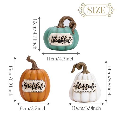 Set of 3 Resin Autumn Pumpkin Table Decor