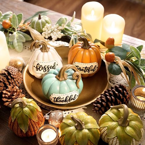 Set of 3 Resin Autumn Pumpkin Table Decor