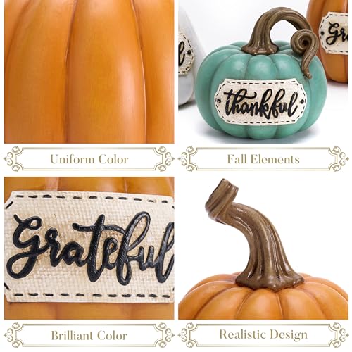 Set of 3 Resin Autumn Pumpkin Table Decor