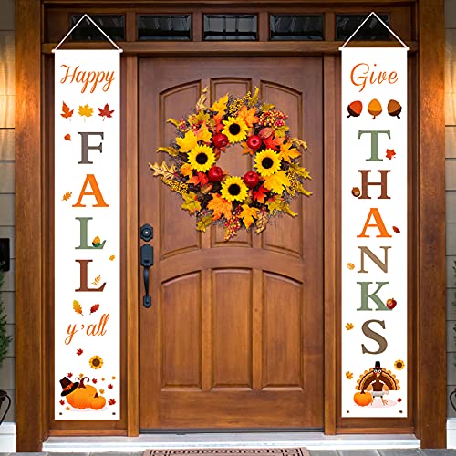 Happy Fall & Give Thanks Porch Banner Decor