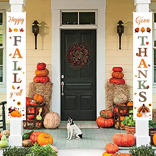 Happy Fall & Give Thanks Porch Banner Decor