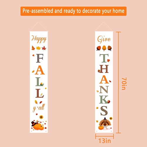 Happy Fall & Give Thanks Porch Banner Decor