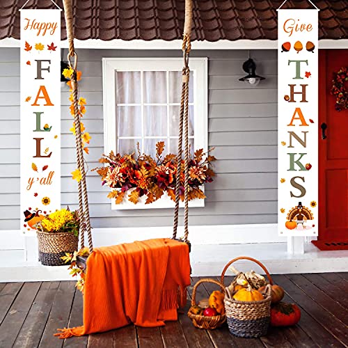 Happy Fall & Give Thanks Porch Banner Decor