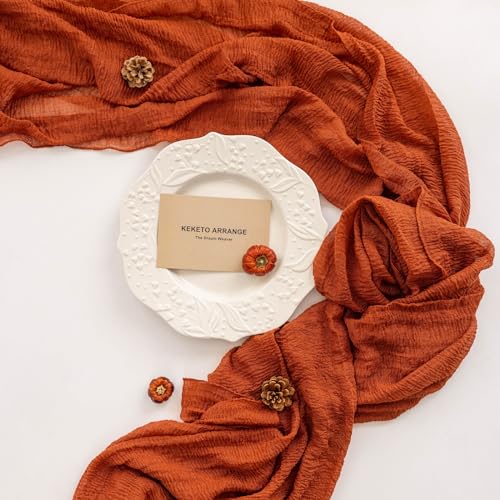 Rustic Terracotta Fall Table Runner 120 Inch