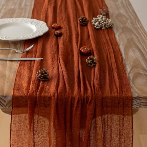 Rustic Terracotta Fall Table Runner 120 Inch