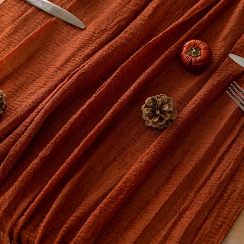 Rustic Terracotta Fall Table Runner 120 Inch