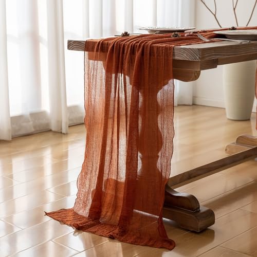 Rustic Terracotta Fall Table Runner 120 Inch