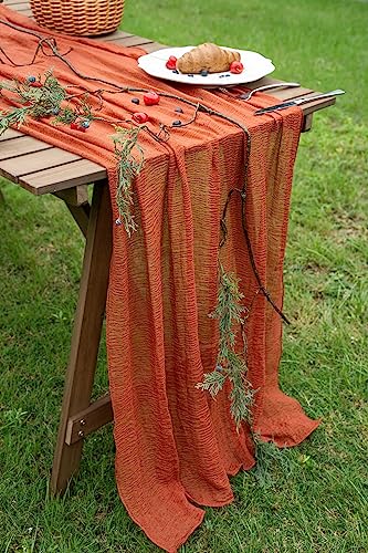 Rustic Terracotta Fall Table Runner 120 Inch