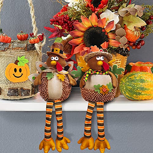 Handmade Stuffed Turkey Couple for Thanksgiving Decor