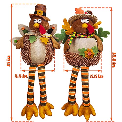 Handmade Stuffed Turkey Couple for Thanksgiving Decor