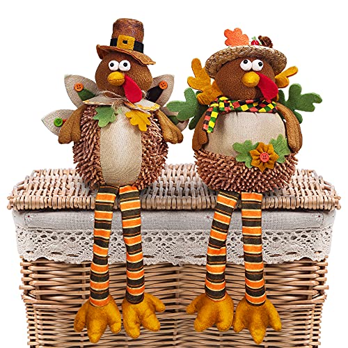 Handmade Stuffed Turkey Couple for Thanksgiving Decor