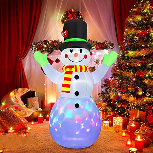 7 FT Inflatable Snowman with Colorful LED Lights