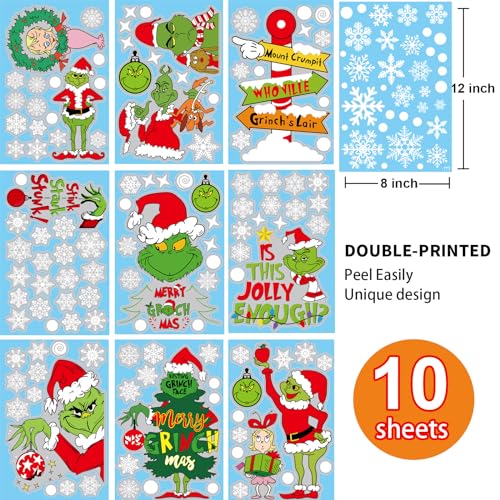 Snowflake Christmas Window Clings - 10 Sheets
