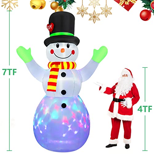 7 FT Inflatable Snowman with Colorful LED Lights