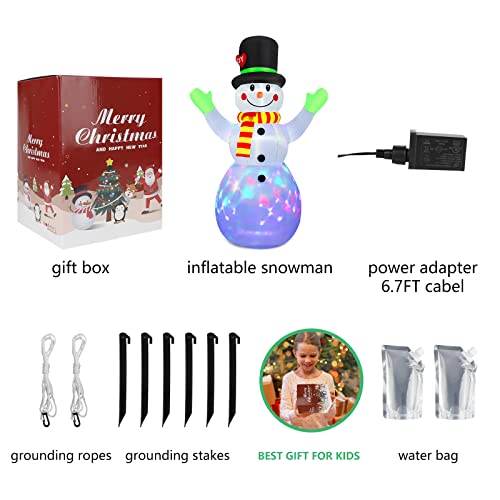 7 FT Inflatable Snowman with Colorful LED Lights