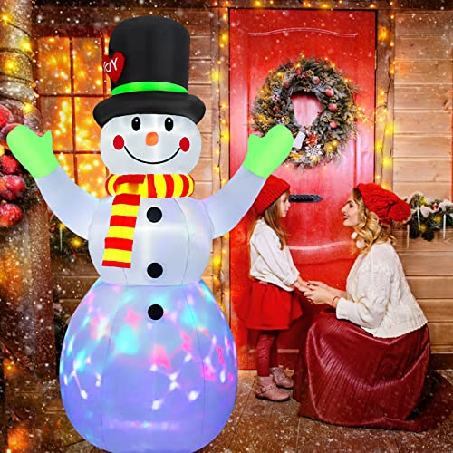 7 FT Inflatable Snowman with Colorful LED Lights