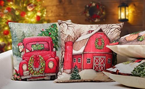 Set of 4 Christmas Pillow Covers 18 x 18