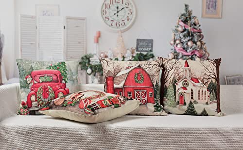Set of 4 Christmas Pillow Covers 18 x 18