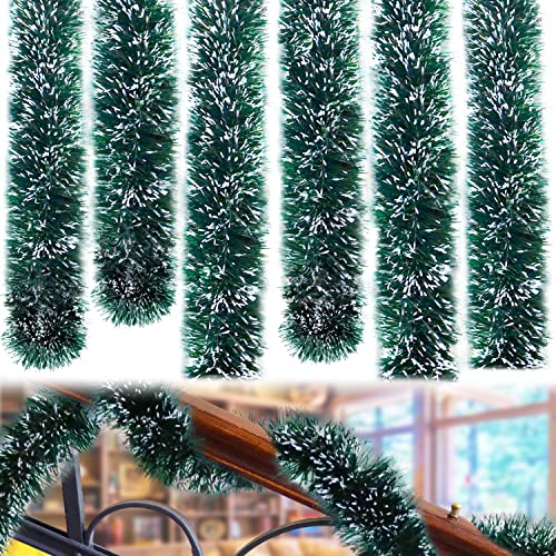 50 Feet Green Snowy Christmas Garland Streamers