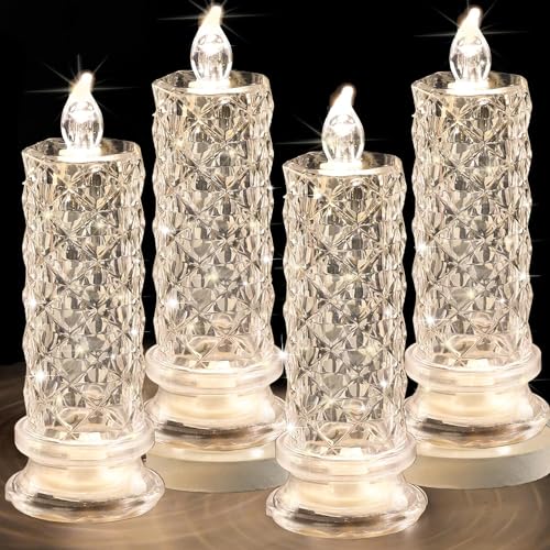 Romantic LED Flameless Candles with Rose Halo