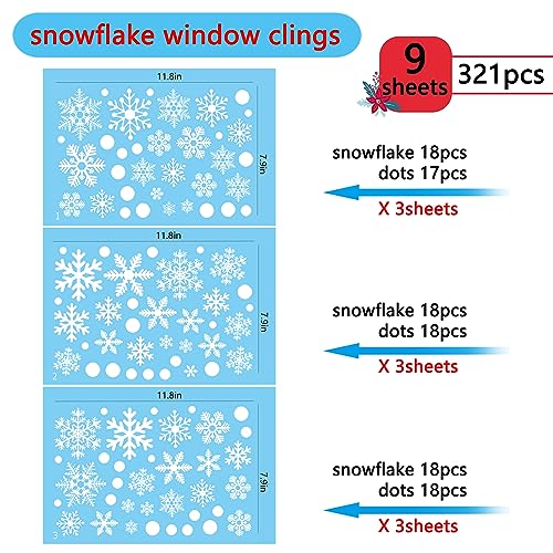 321PCS Snowflake Window Clings for Holiday Cheer