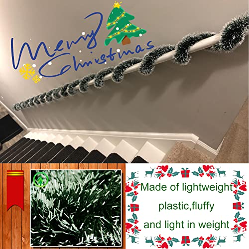 50 Feet Green Snowy Christmas Garland Streamers