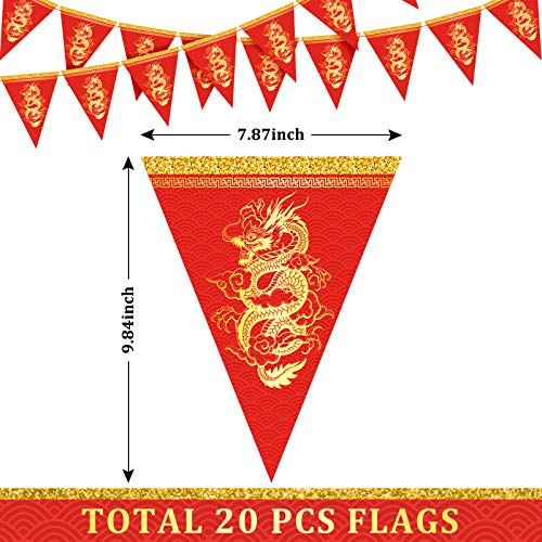 20pcs Dragon Pennant Banner for Chinese New Year